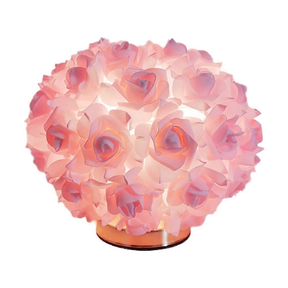 Tischlampe Mit Einem Strauß Nordischer Rosen, Romantisches Nachtlicht Fürs Schlafzimmer, Schreibtischlampe Mit Amerikanischem Stecker.