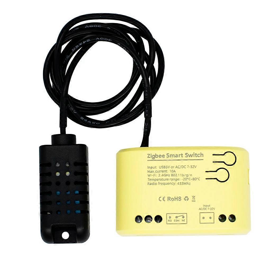 Intelligenter Zigbee-schalter Mit Temperatur- Und Feuchtigkeitssensor, 1-kanal-relaissteuerung, Tuya Smart Life App, 7-32v Funksteuerung
