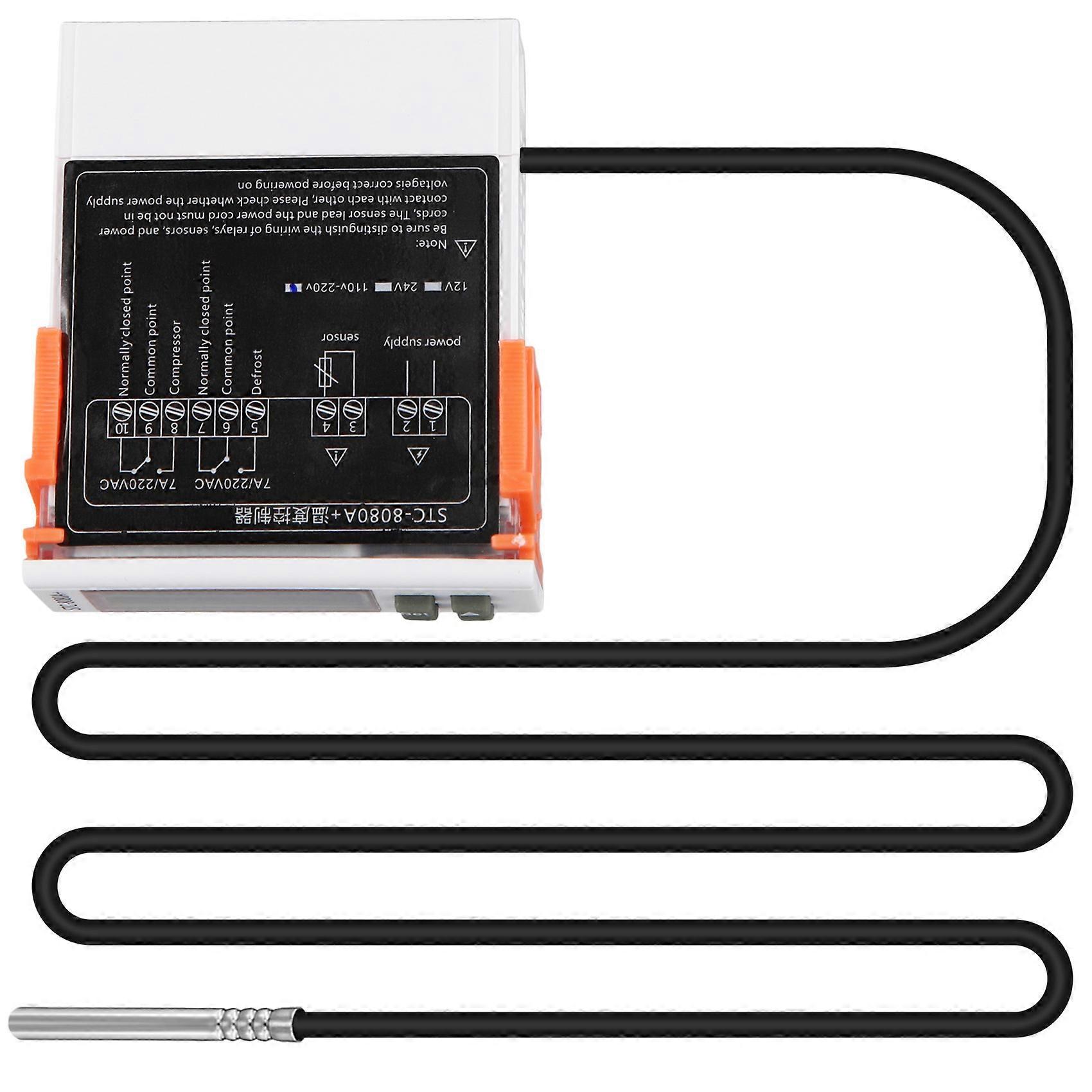 Stc-8080a+ Digitalthermostat Mit Temperaturregler, Automatischem Abtau-timer Und Spezieller Sonde Für Kühlschränke.