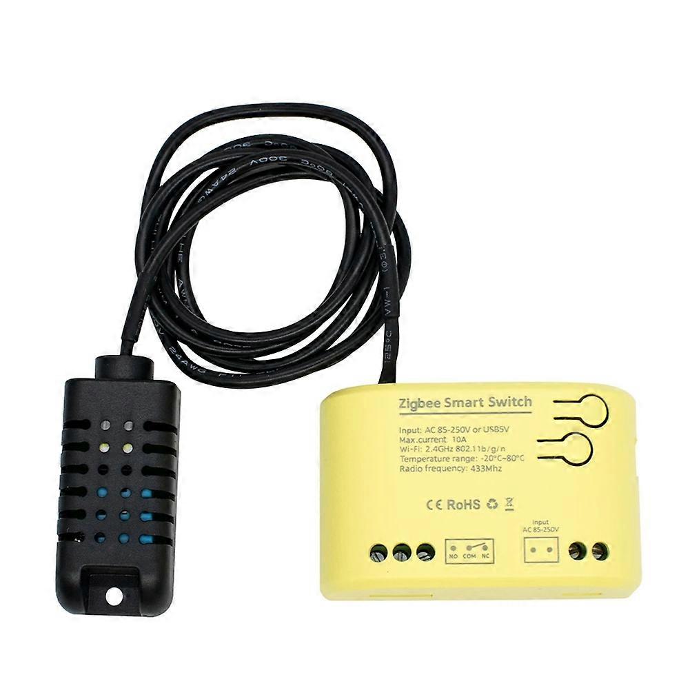 Intelligenter Zigbee-schalter Mit Temperatur- Und Feuchtigkeitssensor, 1-kanal-relaissteuerung, Tuya Smart Life App, 85-250v Funksteuerung