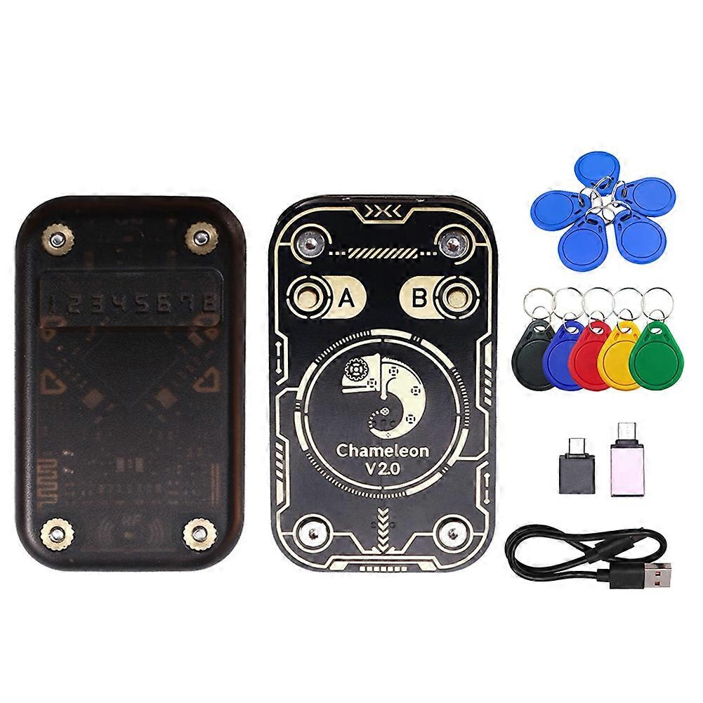 Chameleon V2.0 Rfid-chip-lesegerät-emulator, Chameleon Nfc-duplikator + 5x Uid/cuid-schlüsselanhänger, 125 Khz 13,56 Mhz Kartendekodierung