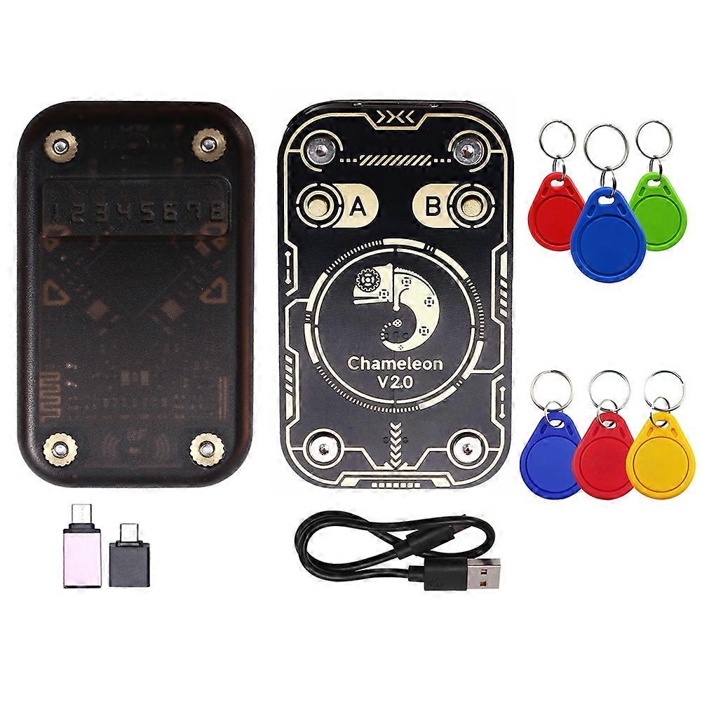 Chameleon V2.0 Rfid-chip-lesegerät-emulator, Chameleon Nfc-duplikator + 3x Uid/cuid-schlüsselanhänger, 125 Khz 13,56 Mhz Kartendekodierung