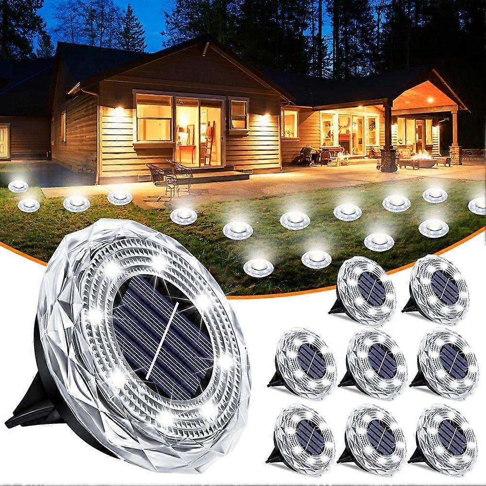 Set Mit 8 Wasserdichten Solar-gartenleuchten Für Terrasse Und Einfahrt.