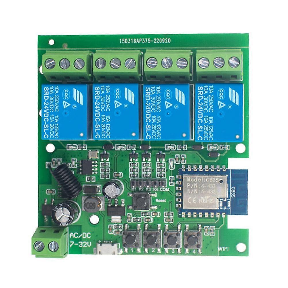 4-kanal-wlan-smart-modul (dc 7–32 V) Mit Automatischer Verriegelung, 10-a-rf433-relais, Steuerbar Über Die Tuya Smart Life App