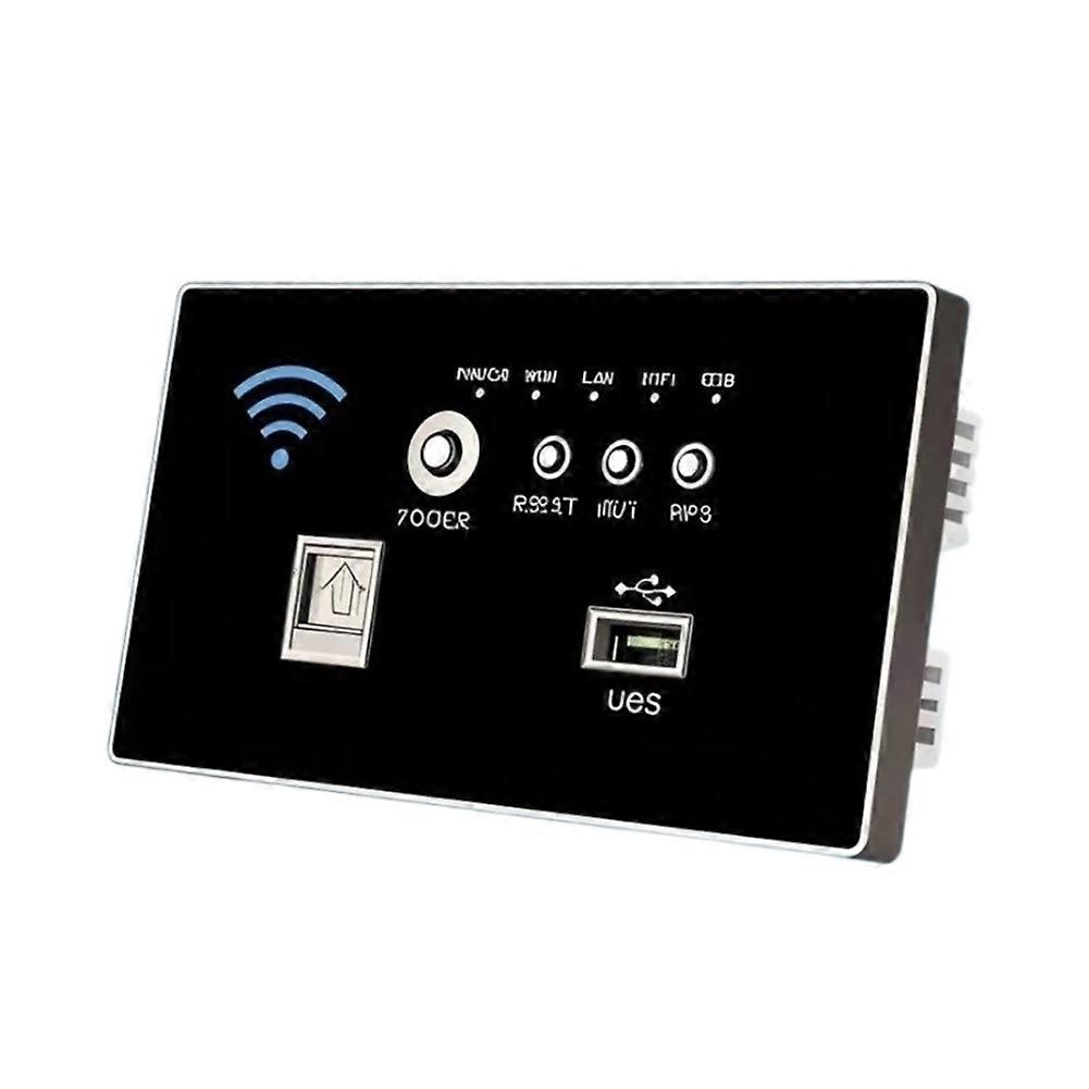 Wandmontierter Router Typ 86, Wlan-zugangspunkt Für Zuhause Mit Intelligentem Usb-anschluss, 220-v-einbaublende, Schwarz
