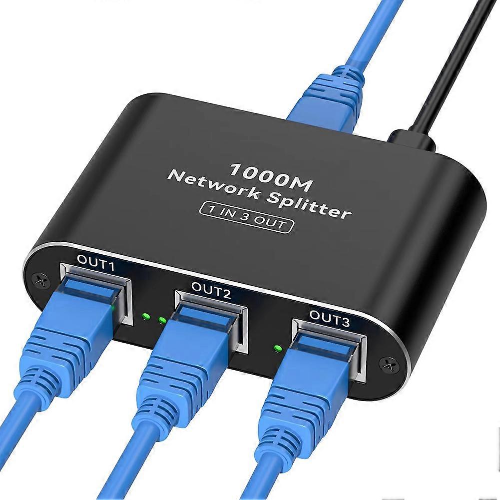 Rj45 1 Auf 3 Lan-ethernet-splitter, 1000 Mbit/s Gigabit-ethernet-switch Mit Usb-c-stromkabel Für Cat5/5e/6/7/8