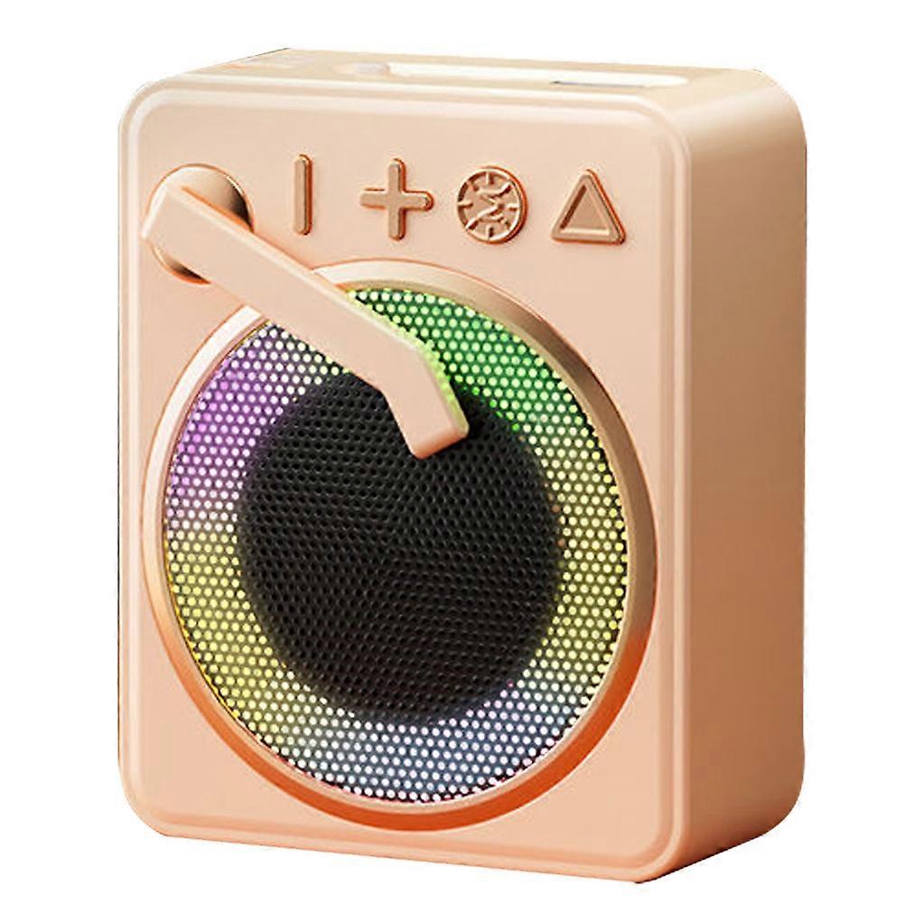 Tragbarer Retro-bluetooth-5.0-lautsprecher Mit Rgb-beleuchtung, Kabelloser Schallplattenspieler, Kompatibel Mit Tf-karte Und Usb-stick, Pinkfarbener Mp3-player