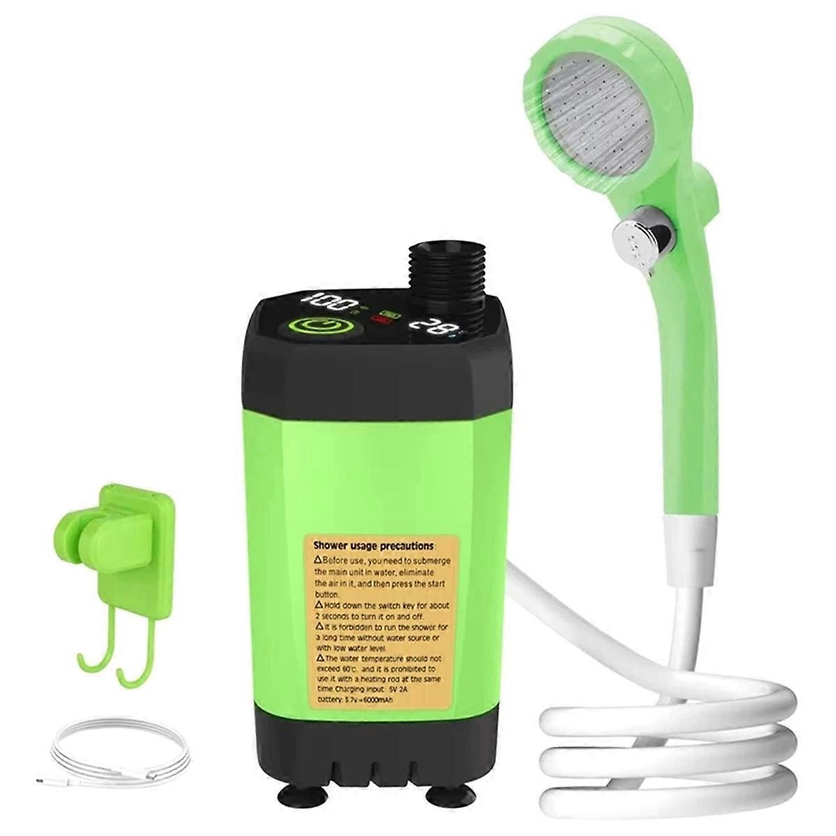 Outdoor-duschset – Tragbare Duschpumpe Für Camping, Intelligentes Digitaldisplay, 6000-mah-akku, Einstellbare Dusche