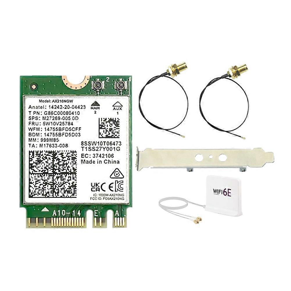 Ax210ngw-karte + Wifi6e-magnetantenne, Tri-band 2,4 Ghz/5 Ghz/6 Ghz Wi-fi-adapter, Bluetooth 5.3, Durchsatz Von 5.374 Mbit/s.