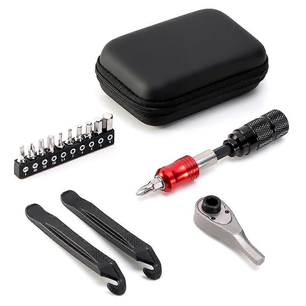 Fahrradreparaturset – Multitool-set Für Fahrräder Mit Umkehrbarer Ratsche, 10 Bits Und Reifenheber, Ideal Für Camping Und Reisen