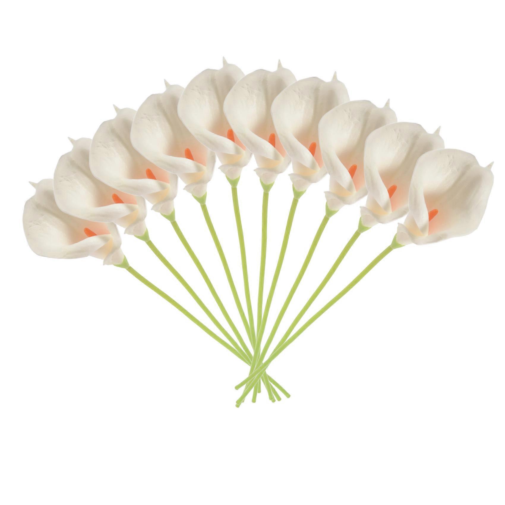 Brautstrauß Aus Calla-lilien, 10 Köpfe, Realistisch Wirkender Latex, Weiß (kc51).