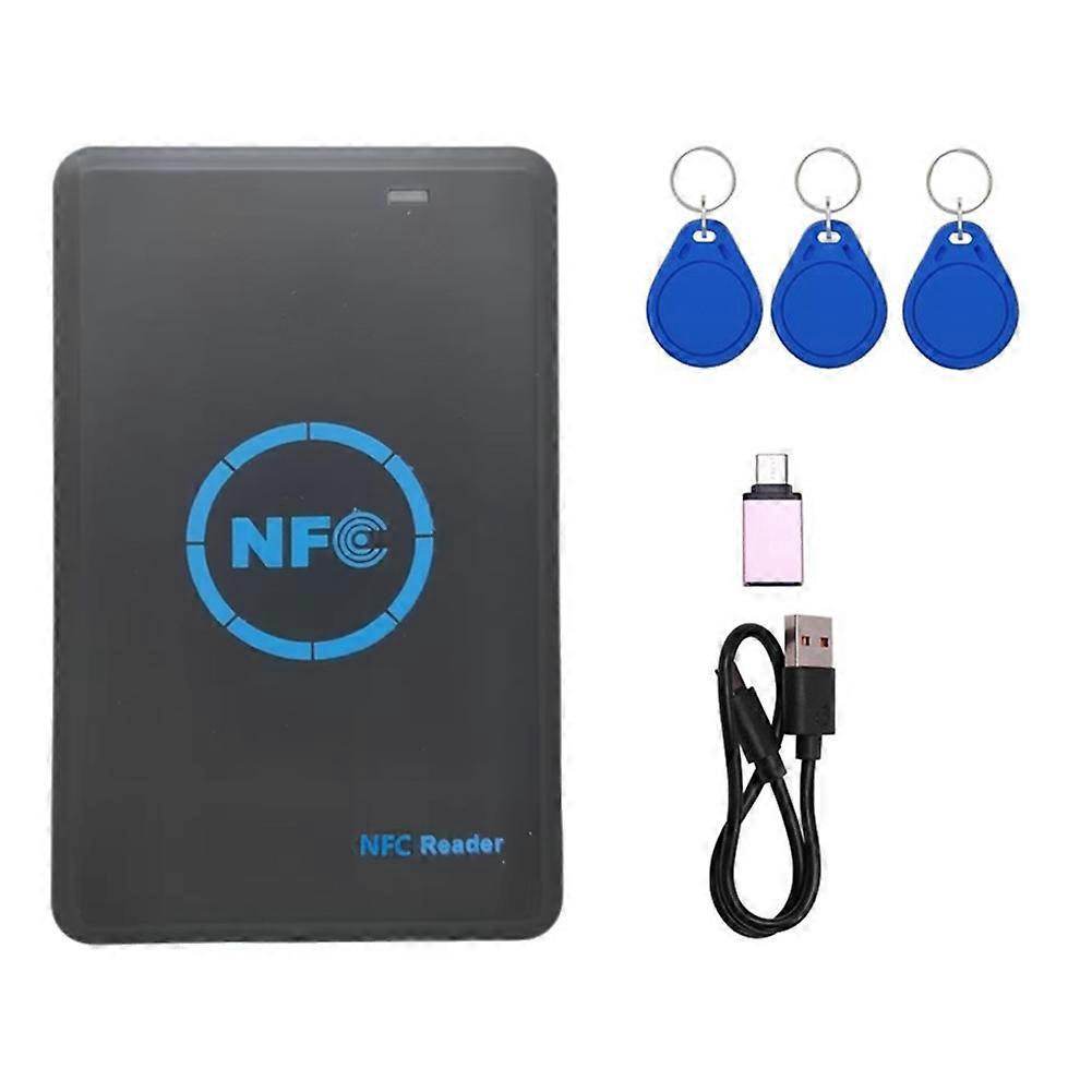 5-band-nfc-chip-lesegerät/schreibgerät + 3xuid 125k 13,56m Schlüsselanhänger, Hid-kopierer, Etikettenduplikator, Ic-id-klonen, Schlüsselkopierer