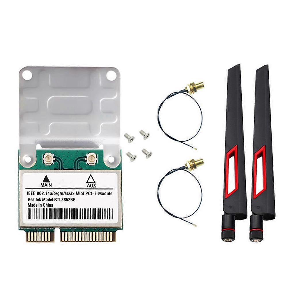 Rtl8852be Wifi 6 Netzwerkkarte Mit 10 Dbi Antennen, Bluetooth 5.2, Mini Pci-e Format, Dualband 2,4 Ghz/5 Ghz, Durchsatz Von 1800 Mbit/s, Kompatibel Mit Windows 10 Und 11.