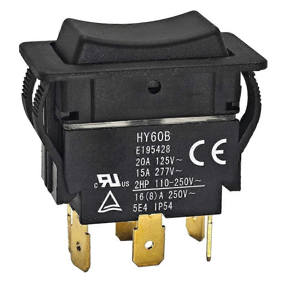 Hy60b Wippschalter – Ein-aus-ein, 125/250 V, 20/15 A, 6-poliger Drucktaster – Lichtbogen-drucktaster Für Industrie- Und Elektrowerkzeuge