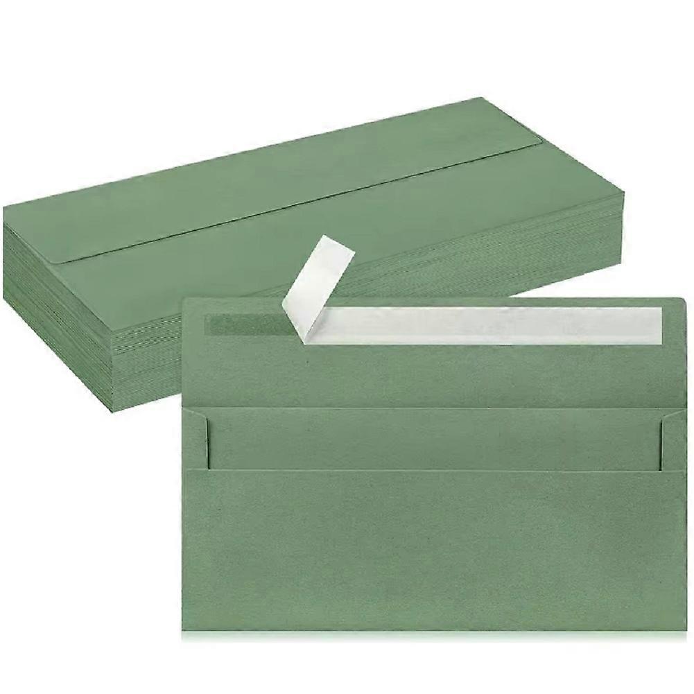 Grasgrüne Briefumschläge, 100 Stück, Selbstklebendes Kraftpapier, 241 X 105 Mm, Für Geschäftspostkarten, Geschenkverpackungen.