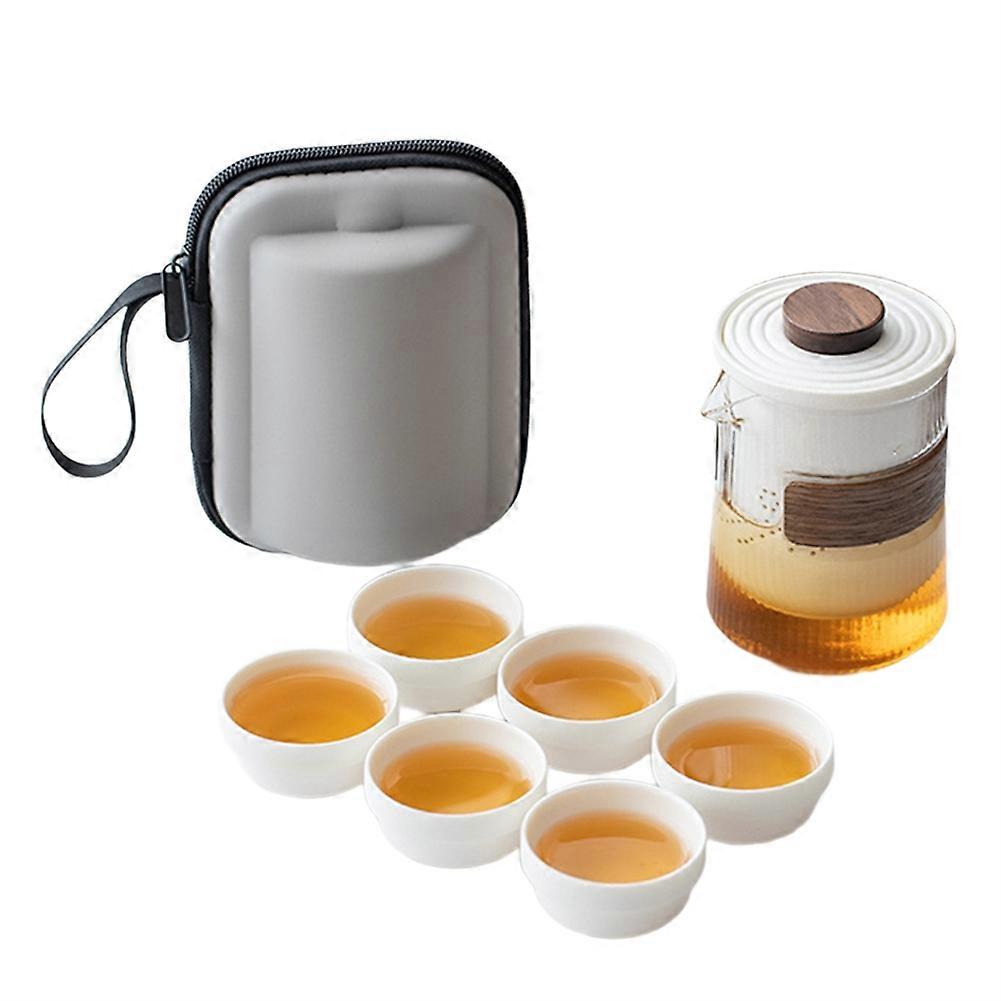 Tragbares Keramik-teeservice, Bestehend Aus Einer Tasse Und Vier Gläsern, Schlichter Chinesischer Stil, Schwarz.