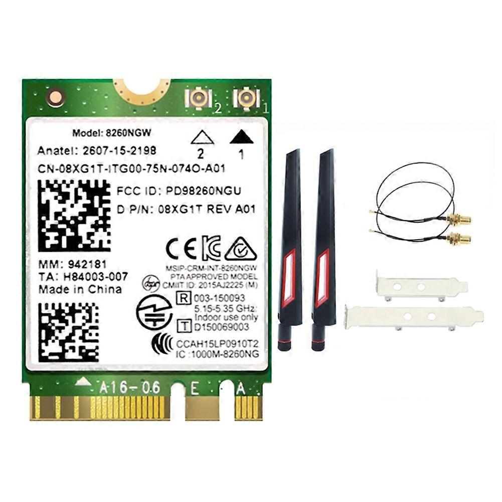 Wi-fi-karte 8260 Ngw + 2 Antennen 10 Db Dualband 2,4 Ghz/5 Ghz, Durchsatz Von 867 Mbit/s, Bluetooth 4.2, Ac8260 Ngff M.2 Wireless-wi-fi-modul, 802.11ac-standard.
