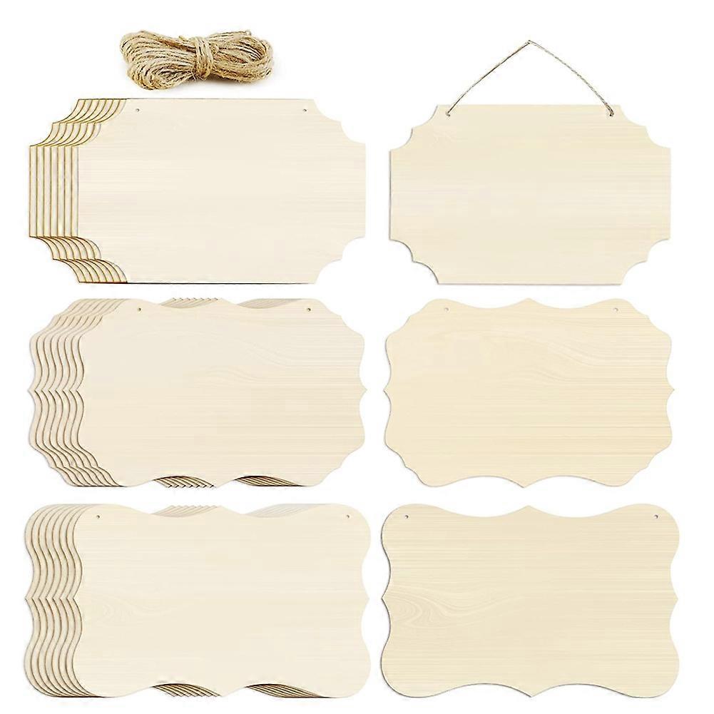 Set Aus 24 Leeren Holzpaneelen Zum Aufhängen Mit Seilen, Rechteckige Rohholzpaneele, Handgefertigte Wanddekoration Für Türen Und Wände.