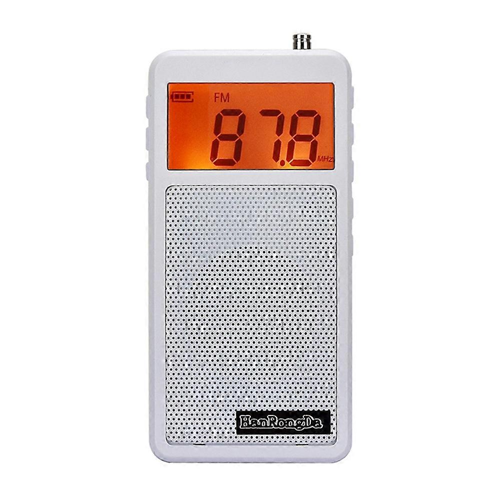 Hanrongda Mini Fm/am Taschenradio Mit Orangefarbenem Lcd-bildschirm Mit Hintergrundbeleuchtung, Breitbandlautsprecher Und Sleep-timer.