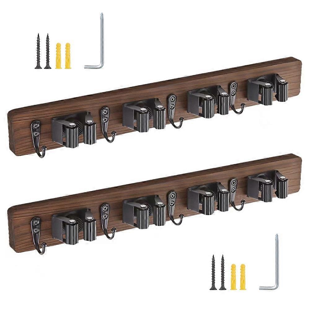 Dekorativer, Wandmontierter Besen- Und Mopphalter Mit 4 Schlitzen Und 4 Haken. Wandmontierter Halter Für Gartengeräte.