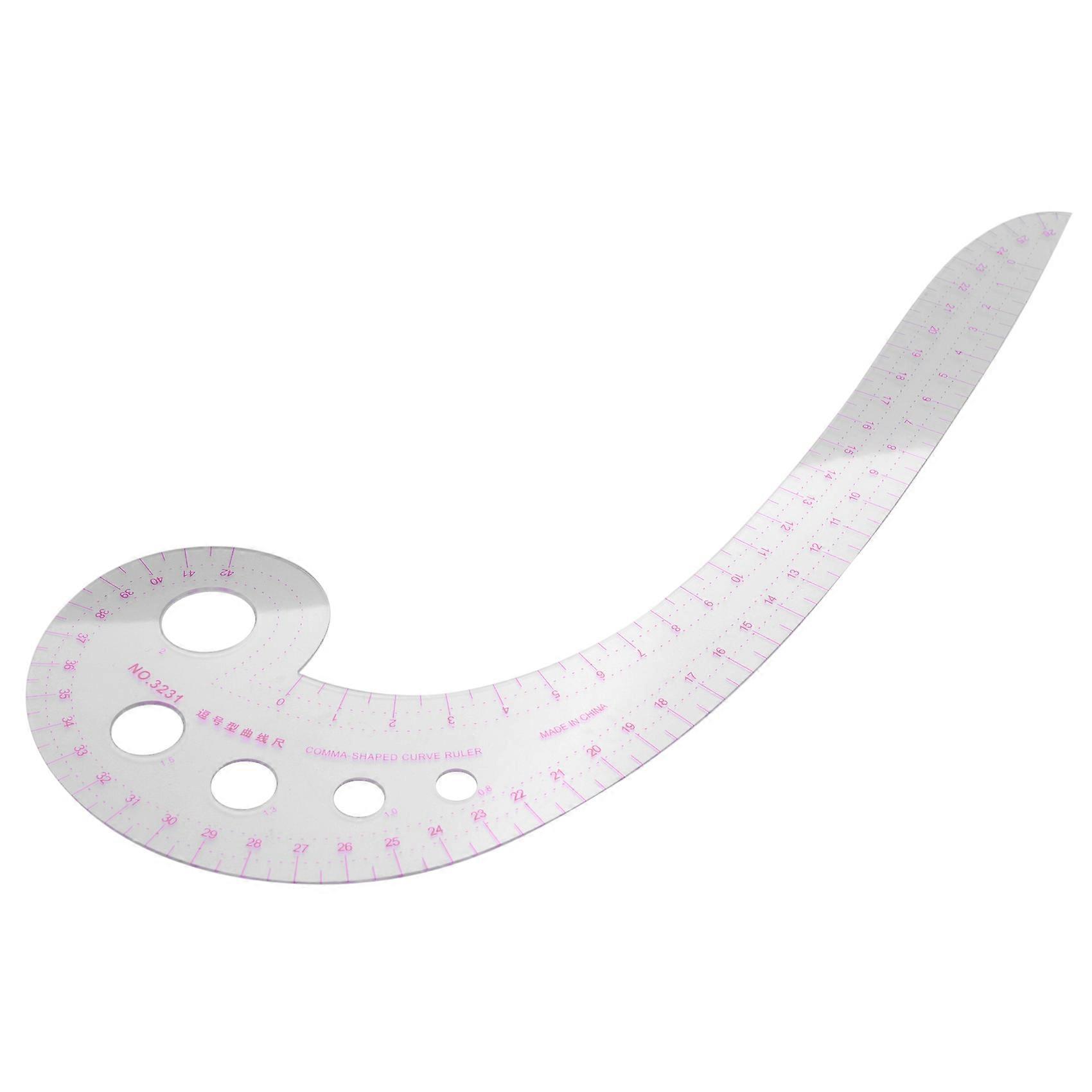 11,8 Zoll Langes, Transparentes, Gebogenes Französisches Lineal Aus Kunststoff Von Sodial®, Kommaförmig, Mit Spirale