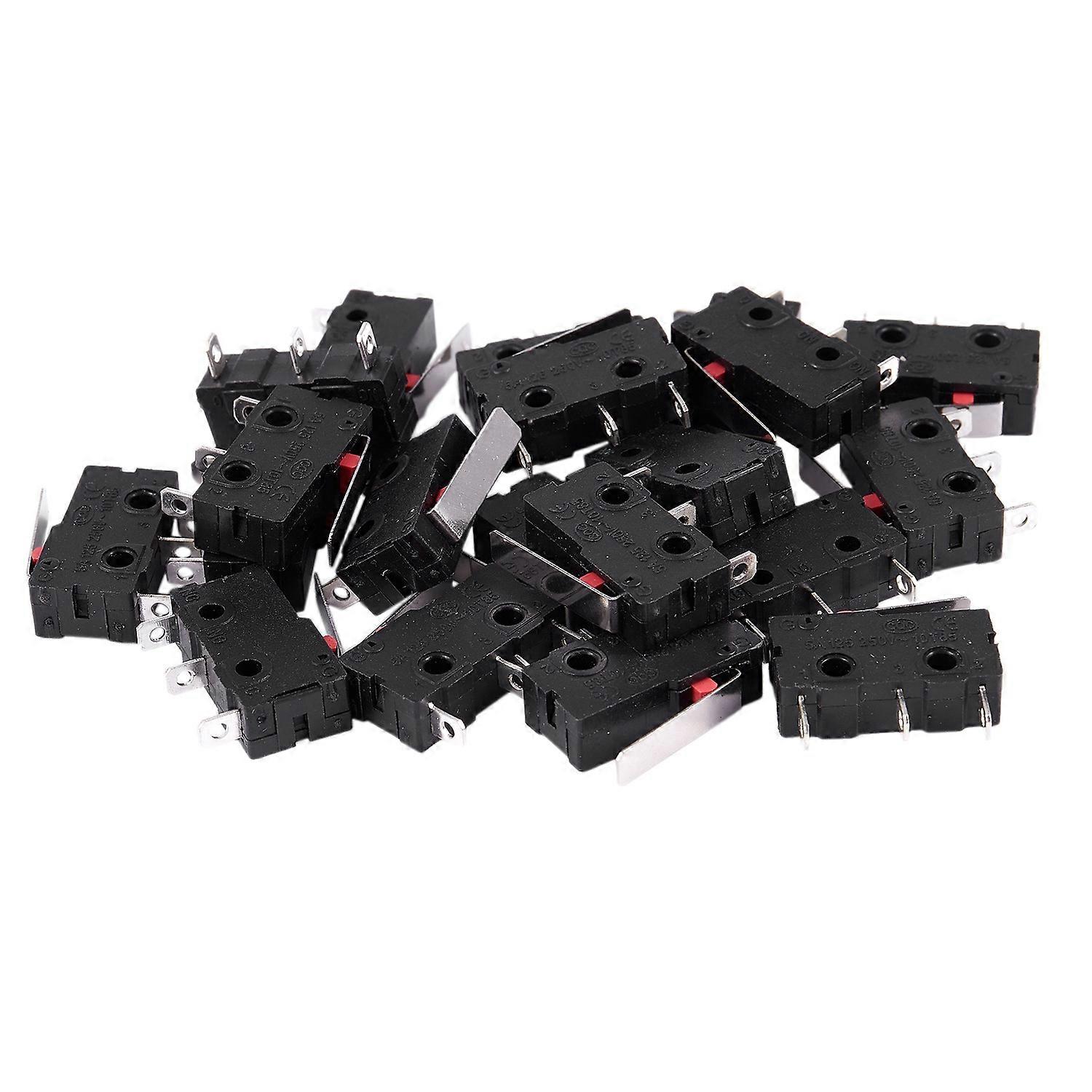 Packung Mit 20 Spdt 3-poligen Momentan-endschaltern, 125v/250v Ac, 5a, Aus Schwarzem Und Silbernem Kunststoff.