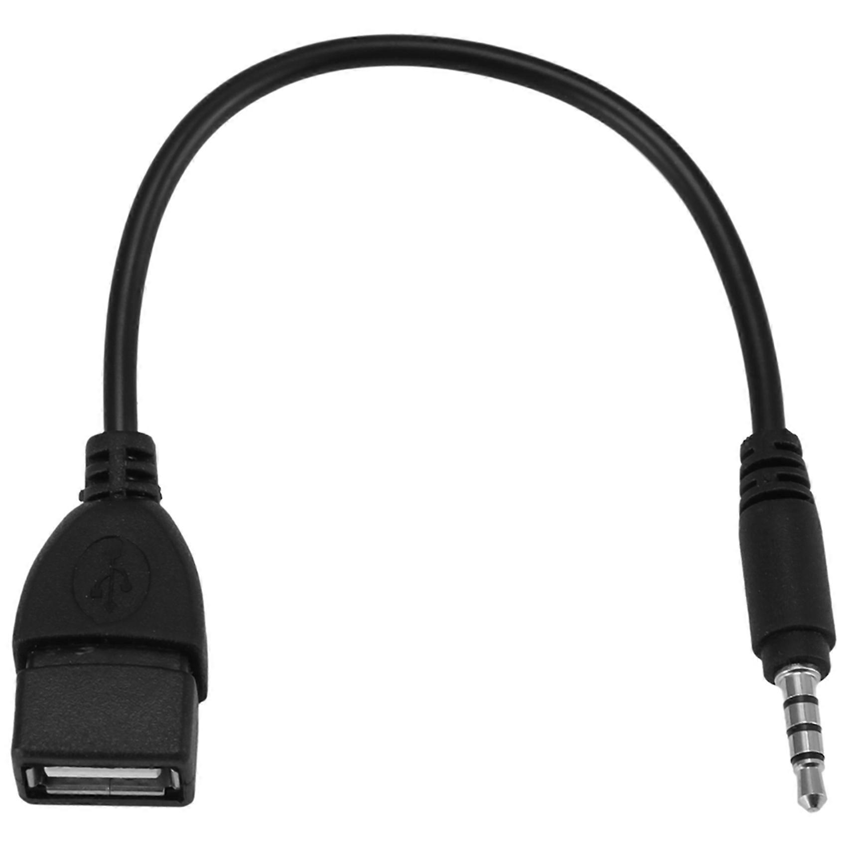 Schwarzes Kabel Mit Usb-, Aux- Und 3,5-mm-klinkenanschlüssen Für Audio, Daten Und Zum Laden.