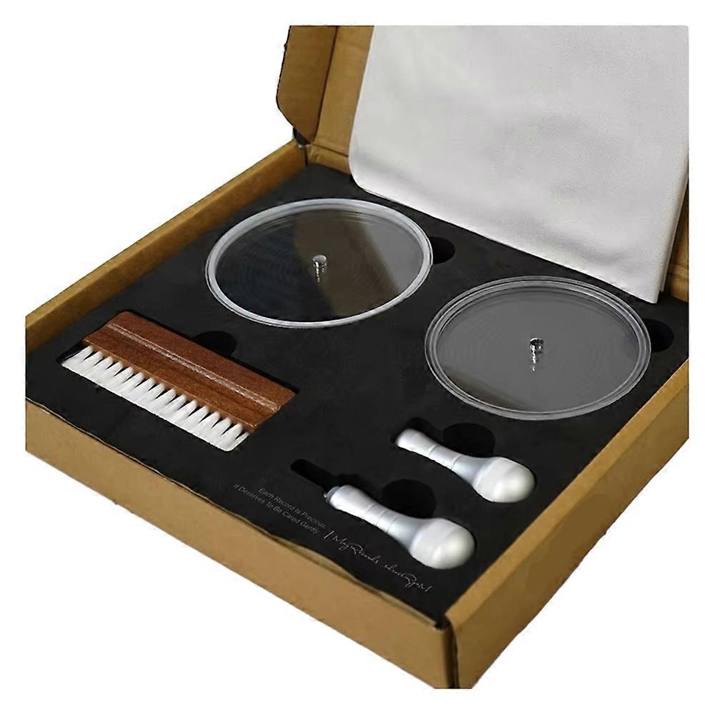 5-in-1 Reinigungs- Und Pflegeset Für Lp-schallplatten: Reinigungsbürste Und Wasserdichter Schutzclip.