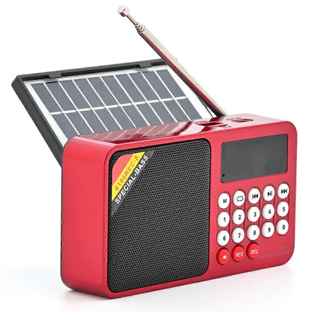 Wiederaufladbares, Solarbetriebenes Tragbares Fm-radio Mit Bluetooth-lautsprecher, Usb-mp3-player Und Led-lichtrekorder. Fm-b-empfänger.