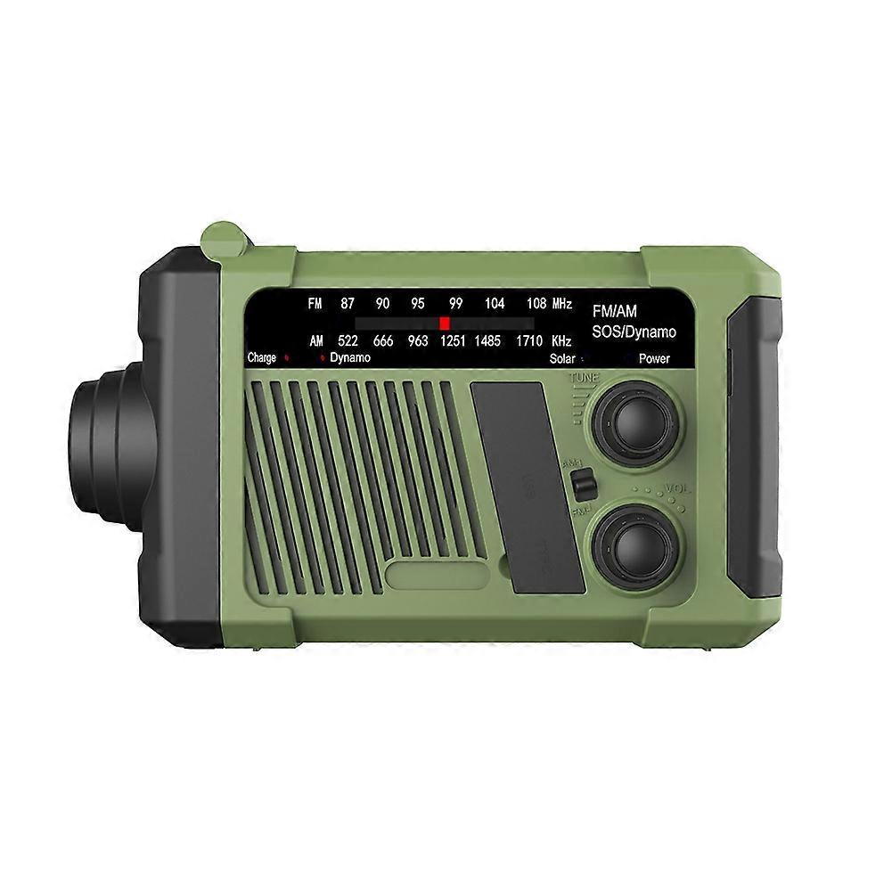 Solarbetriebenes Notradio Für Camping, Handkurbeldynamo, Fm/am, 1800-mah-handyladegerät, Powerbank, Sos-funktion