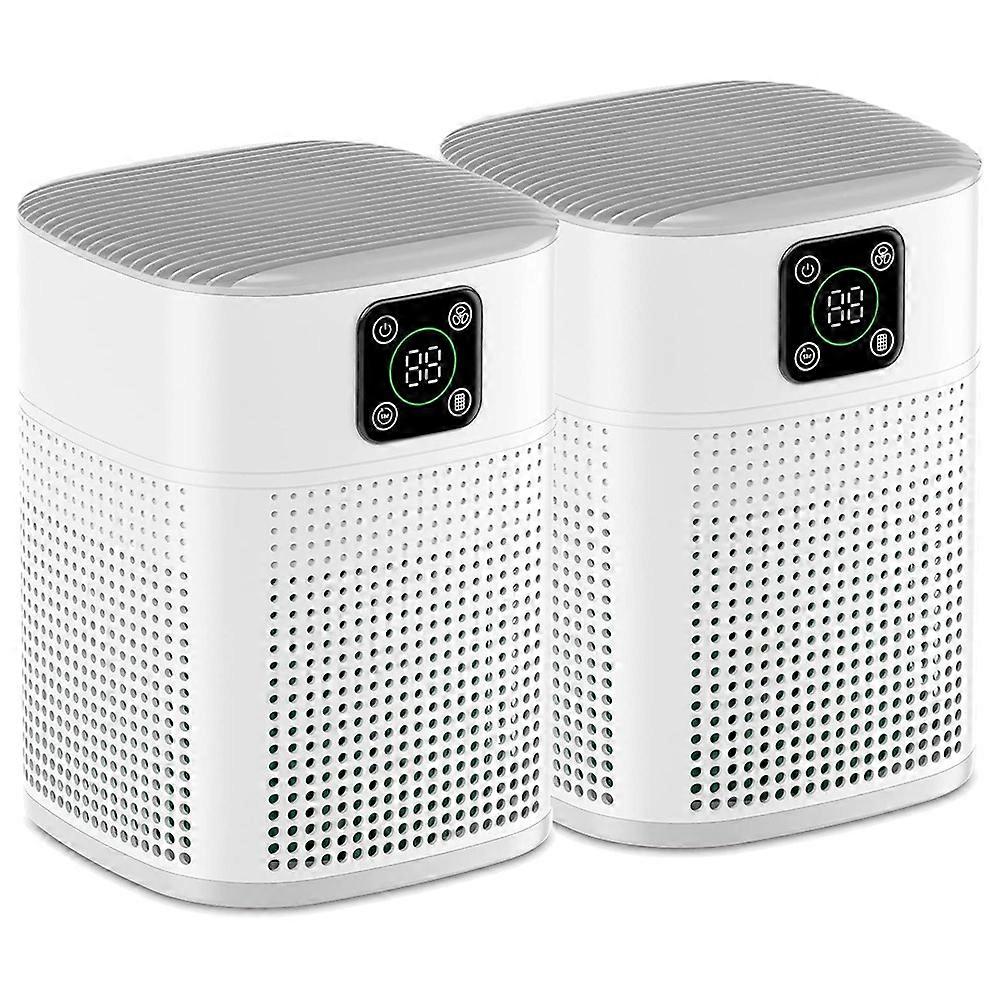 Set Aus 2 Luftreinigern Für Schlafzimmer, Mit 360°-lufteinlass, 3 Lüftergeschwindigkeiten Und 3-stufiger Filtration (us-stecker).