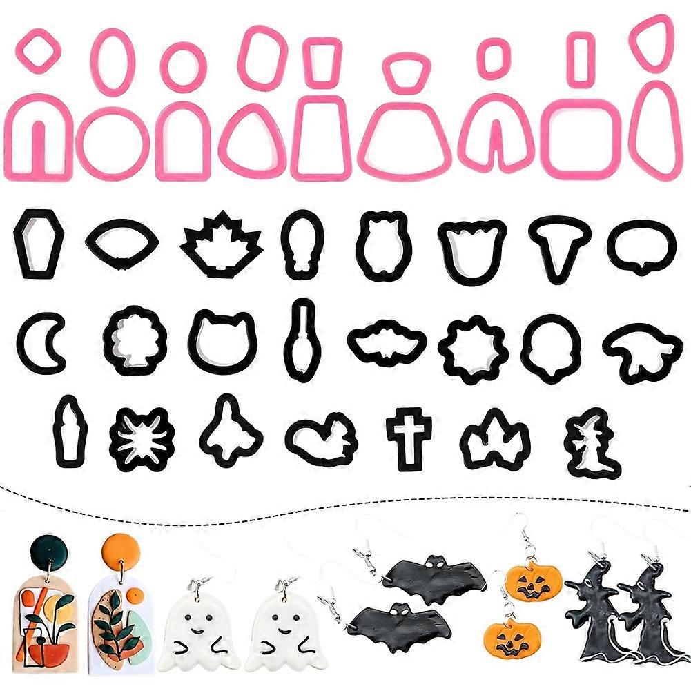 41 Ohrringausstecher Aus Polymerclay Mit Halloween-motiven, Kürbisausstecher Für Die Herstellung Von Schmuck, Spielzeug Und Keksen.
