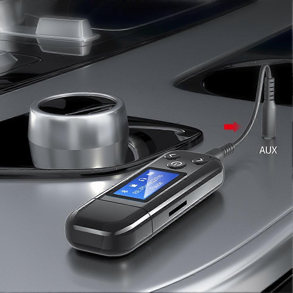 Bluetooth 5.0 Usb-audio-transceiver Mit Lcd-bildschirm, Stereo-aux-eingang, Drahtlosem Adapter Und Eingebautem Akku Für Fernseher Und Pc.