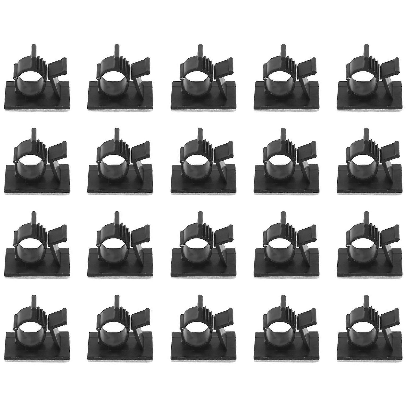 Set Mit 20 Verstellbaren, Schwarzen, Selbstklebenden Kabelbindern Aus Kunststoff Für Autos, Inklusive Kabelorganisator