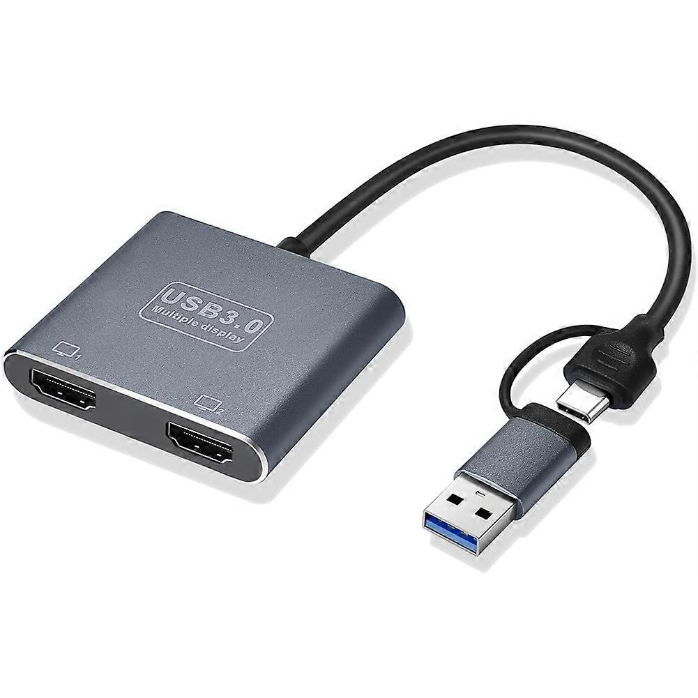 Usb 3.0- Oder Usb-c-zu-hdmi-adapter, Kompatibel Mit Zwei Bildschirmen, Universeller Videografikadapter Für Mac Und Windows