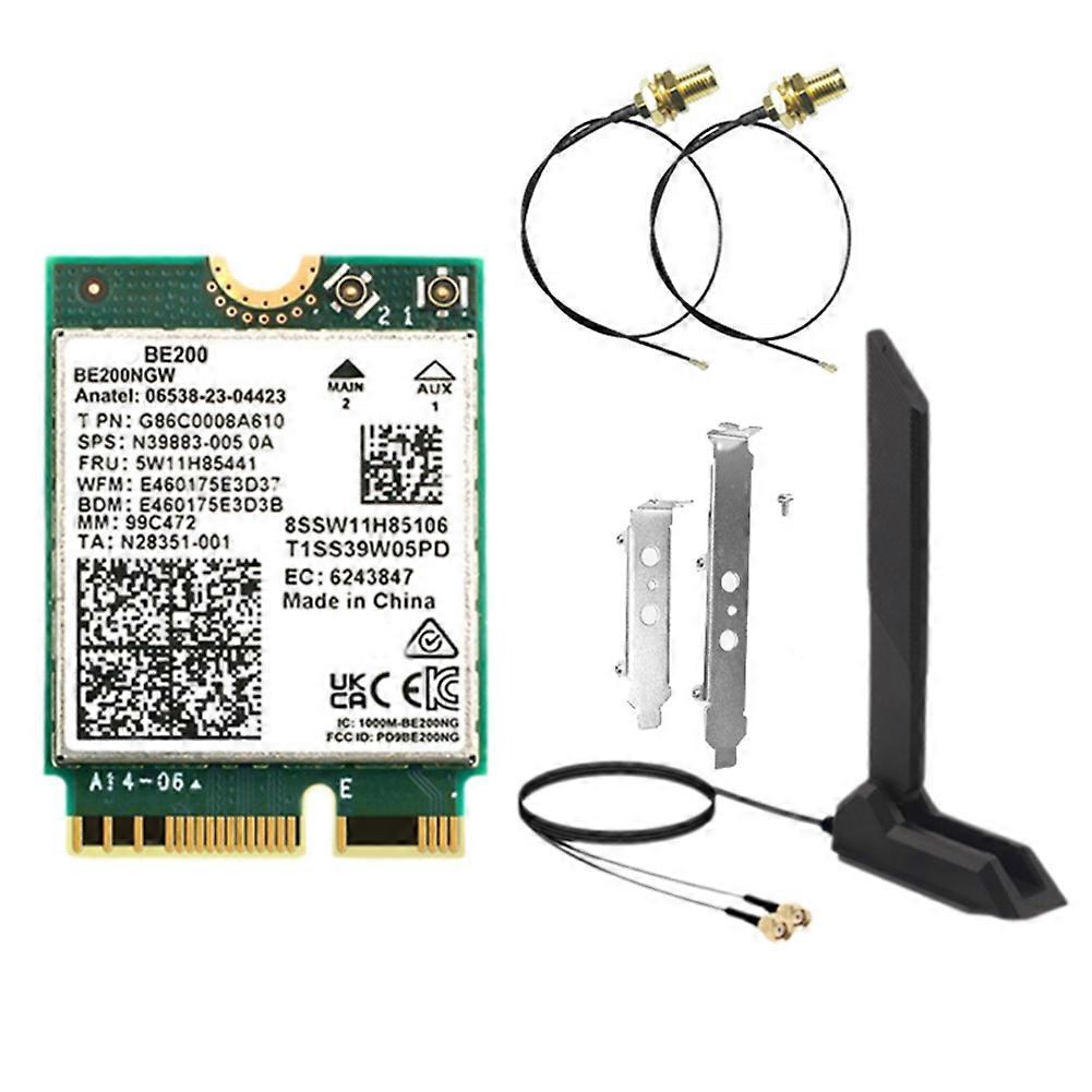 Wifi-karte 7 Be200 + Magnetantenne 2,4 Ghz/5 Ghz/6 Ghz Bluetooth 5.4 Wifi-adapter 8774 Mbps Drahtlosnetzwerkkarte Für Win10/11