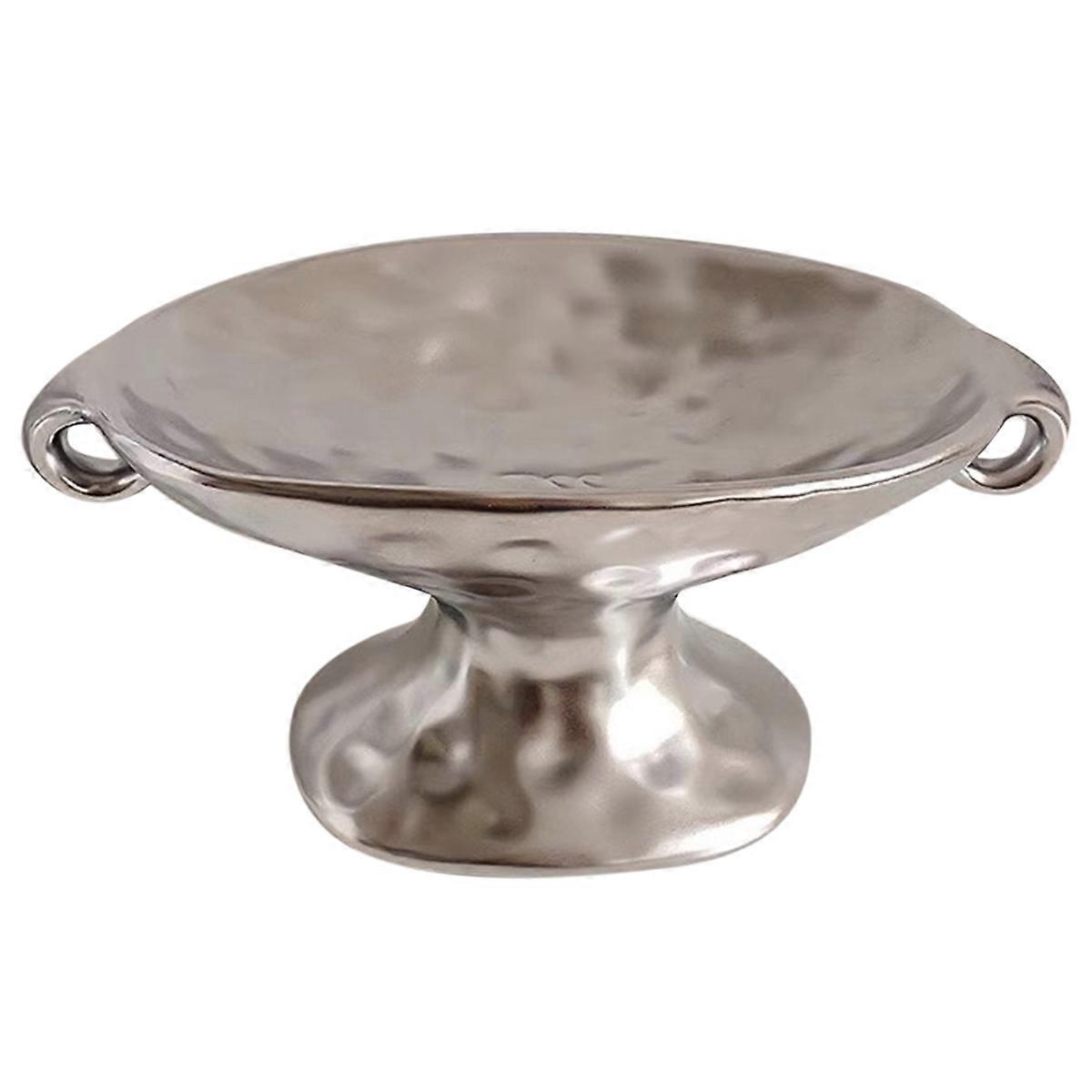 Doppelte Seifenschale Aus Keramik (1 Stück), Retro-stil, Hohes Tablett Zur Inneneinrichtung, Seifenaufbewahrung Im Badezimmer, Silberfarben.