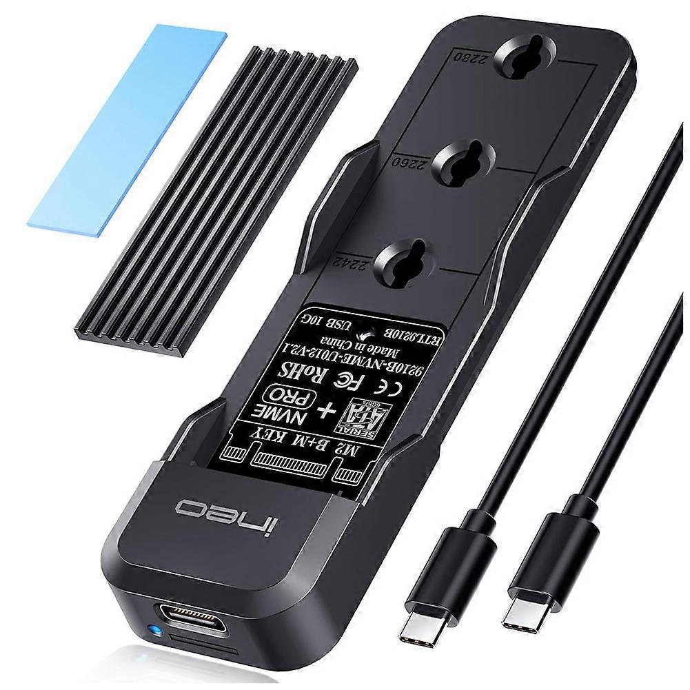 Ineo M.2 Nvme Und Sata Ssd-gehäuse, Usb-c 20 Gbit/s, Werkzeuglose Montage, Kompatibel Mit M.2 2280, 2260, 2242 Und 2230 Ssds.