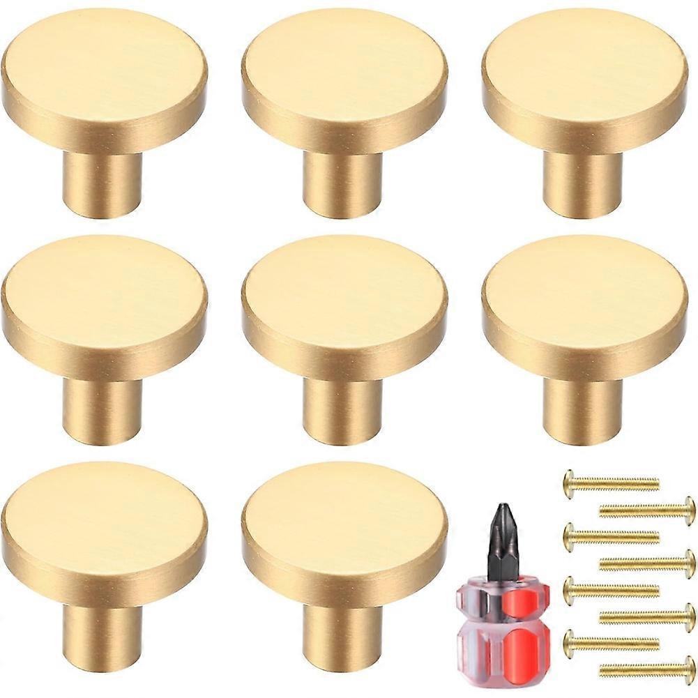 Set Mit 8 Türknöpfen Aus Massivem Gold, 20 X 25 Mm, Runde Griffe Aus Gebürstetem Messing Für Küchenmöbel, Kommoden, Schubladen Und Schränke.