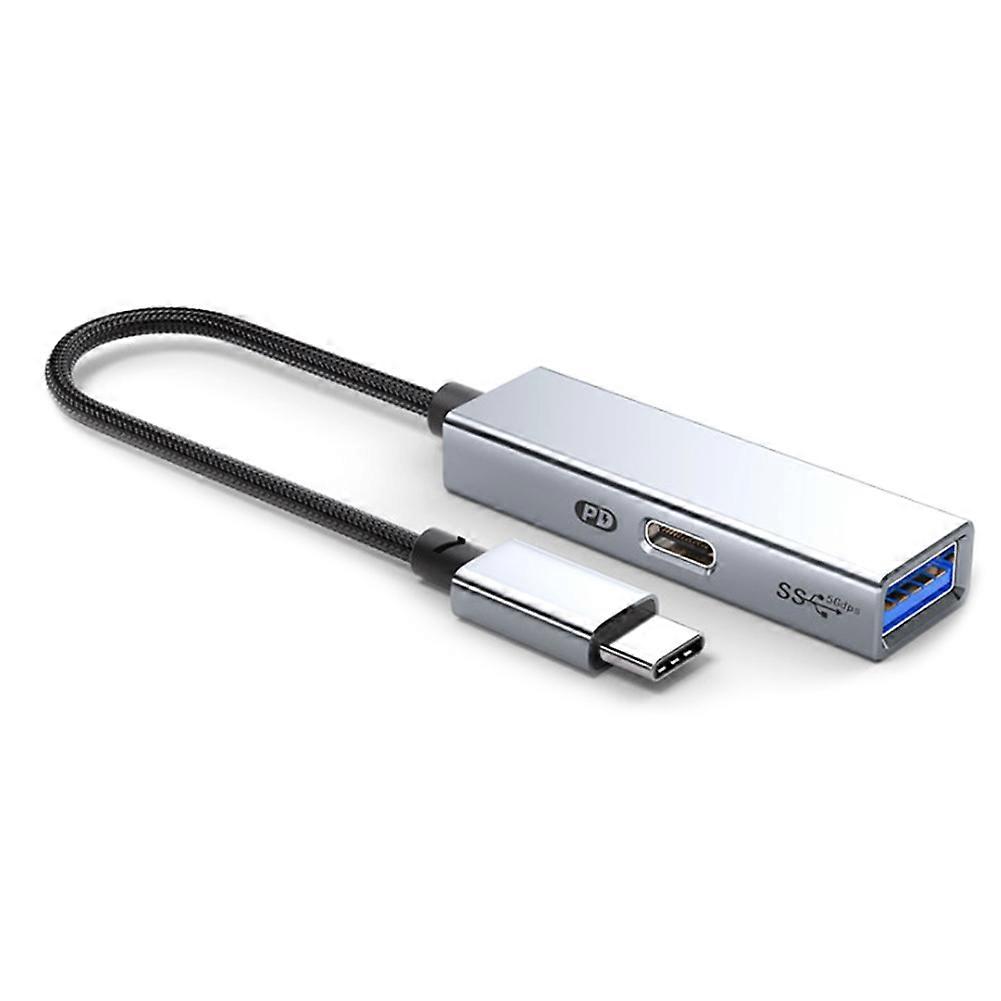 Usb 3.2 Typ-c 5 Gbit/s 60 W Pd Hub, Otg-adapter, High-speed Usb Zu Typ-c Konverter (grau)
