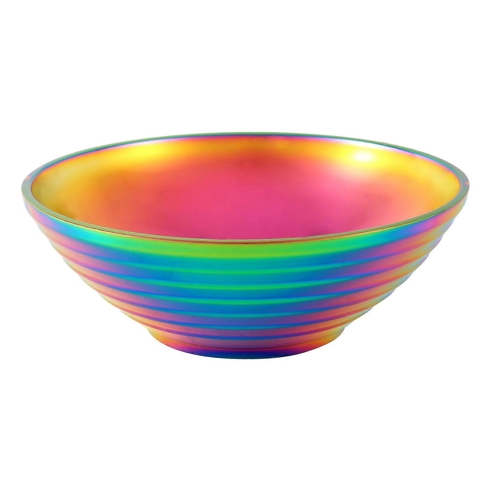Runde, Doppelwandige, Hitzebeständige Nudelschüssel Für Soßen, Suppen Und Reis. Große Ramen-schüssel Aus Edelstahl Mit Regenbogenmuster Nr. 0.