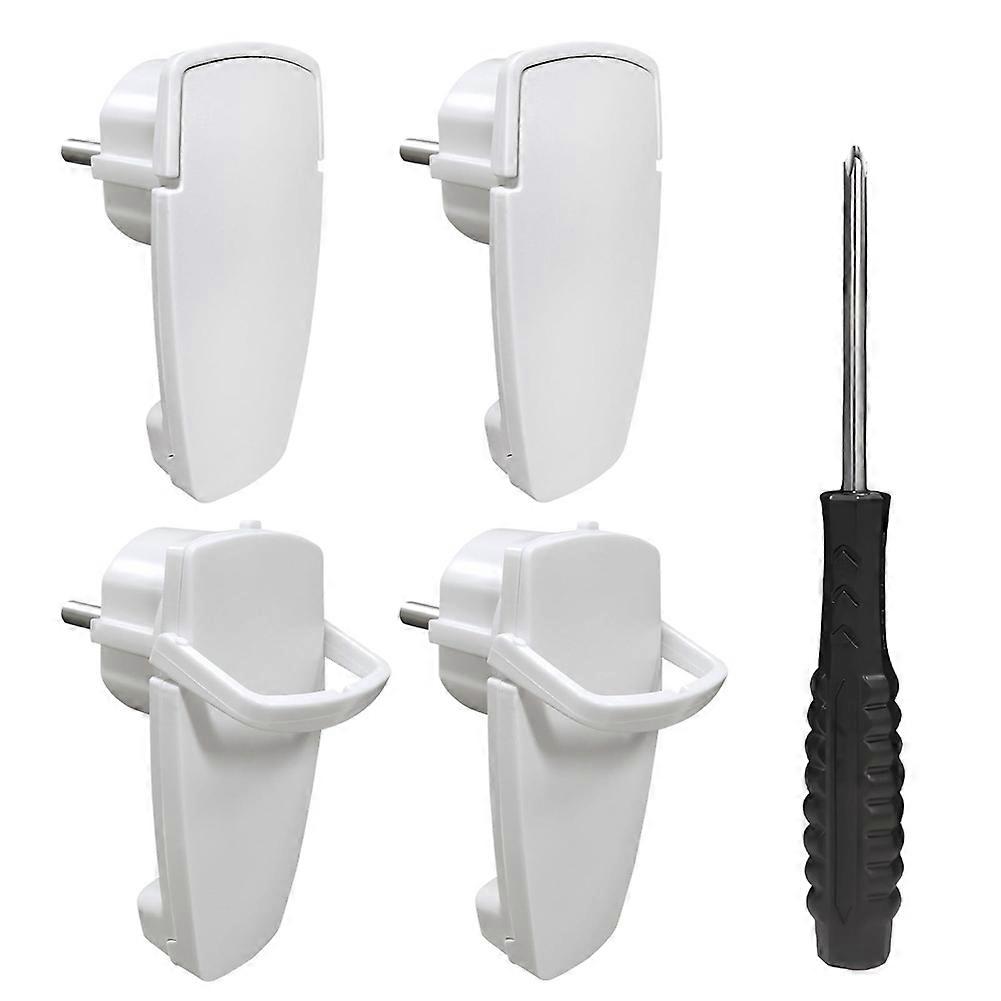 Set Mit 4 Schuko-winkelsteckern, 250-v-flachsteckern, Netzsteckdose Mit Klappgriff, Schutzstecker Mit Schraubendreher, Eu-stecker