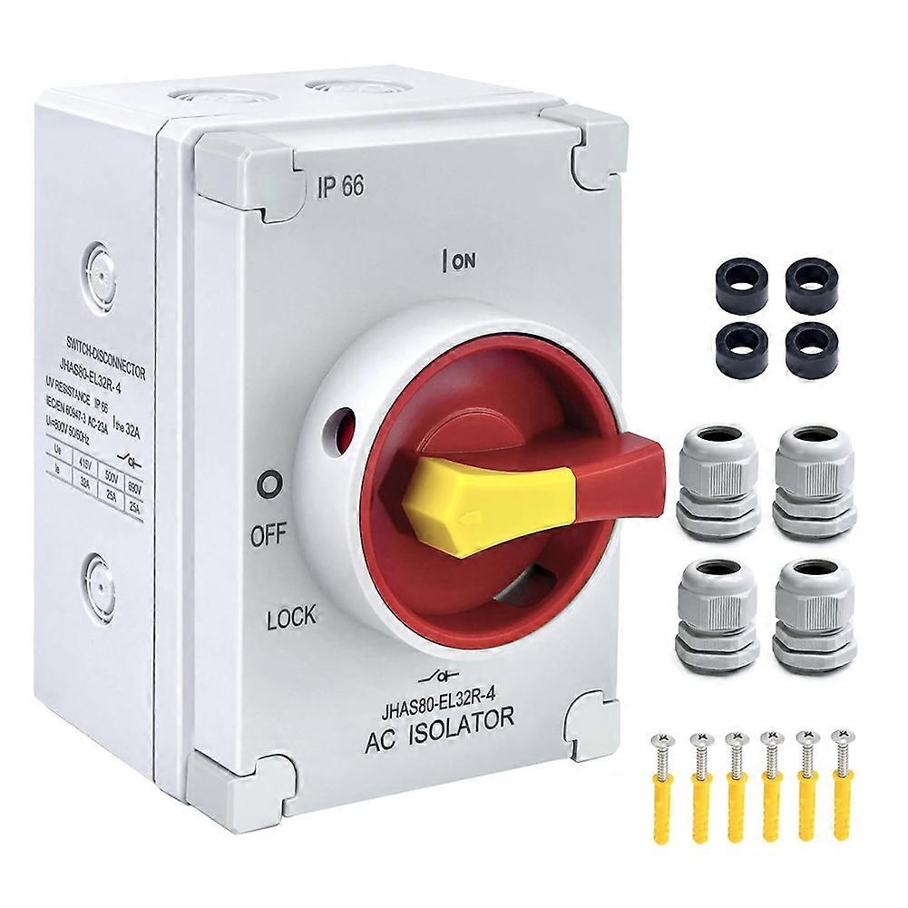 4-poliger 32-a-trennschalter, 800 V Ac, Schutzart Ip66, Wasserdicht, Mit Drehgriff, Für Industrielle, Gewerbliche Und Private Anwendungen