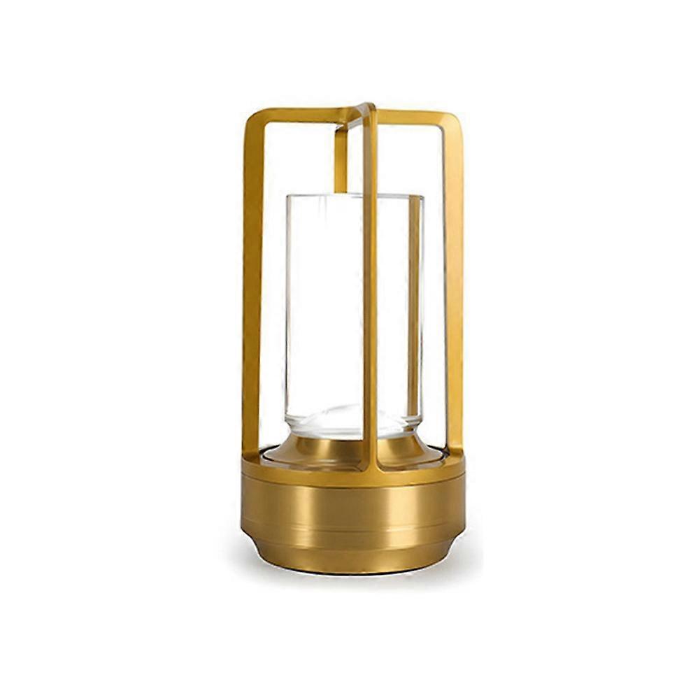 Tragbare Led-nachttischlampe Für Camping, Wiederaufladbar Und Originell, Mit Augenschutz, Goldfarben.