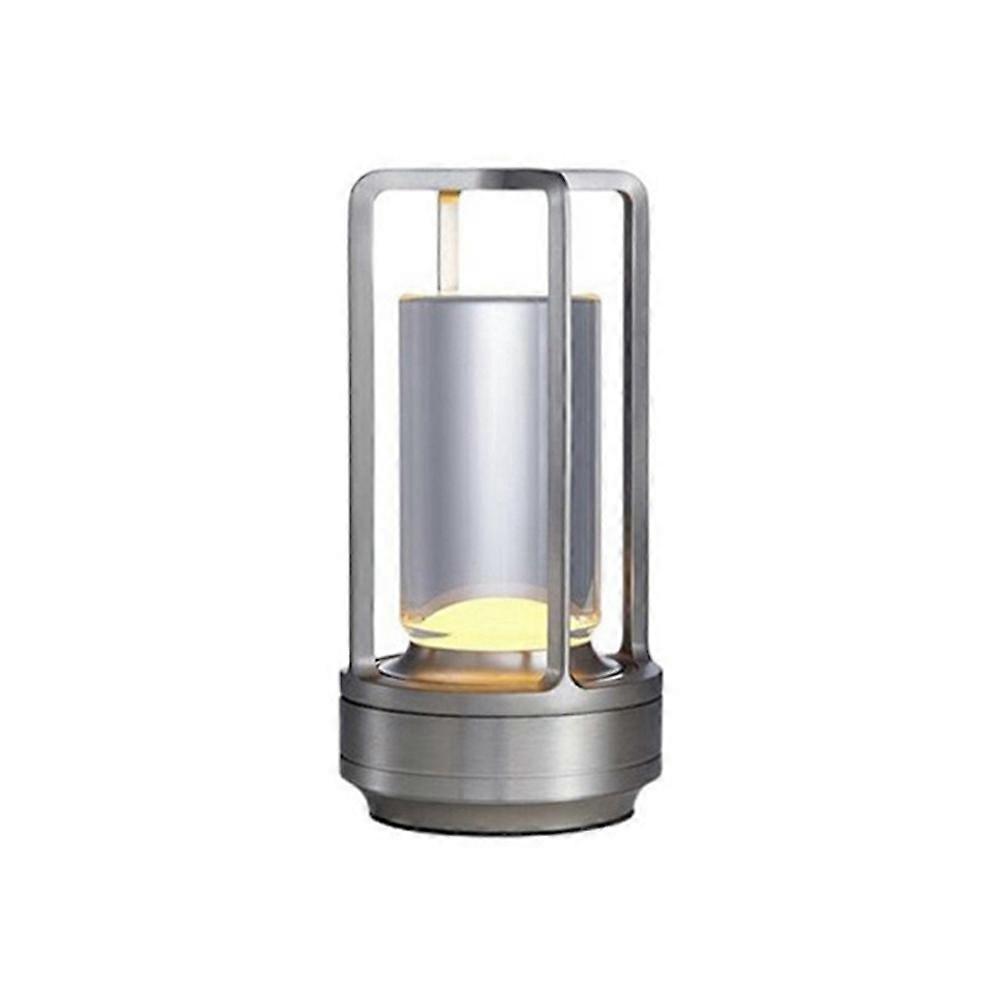 Originale Wiederaufladbare Tragbare Led-campinglampe, Silbernes Nachttischlicht, Augenschutz, Ideal Fürs Schlafzimmer.