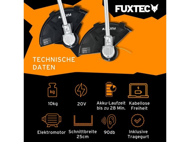 Fuxtec - Akku Motorsense 2x20V FX-E2MSSET – Schnittbreite 25,5 – 35cm (mit Akku & Ladegerät)