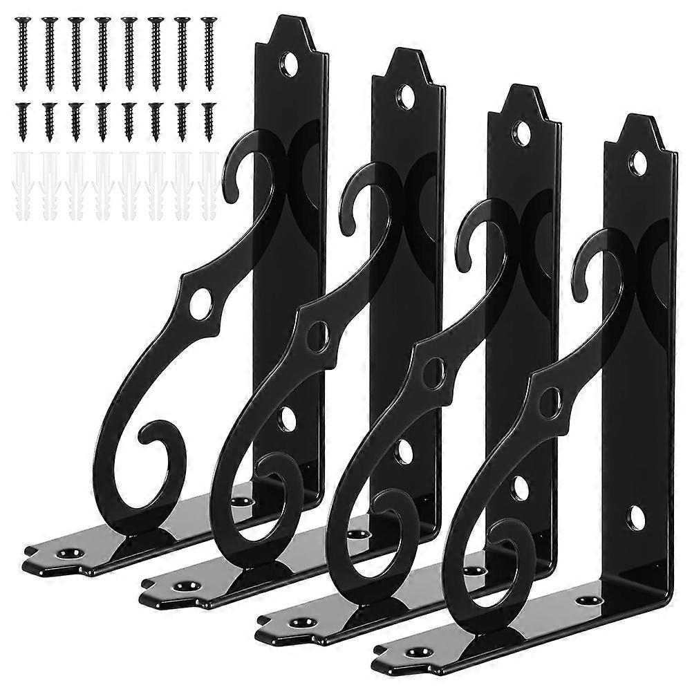 Set Mit 4 Dekorativen Regalwinkeln, 12,7 Cm (5 Zoll) Schwarze Regalwinkel Mit Schrauben, Stabile L-förmige Wandhalterung Aus Metall