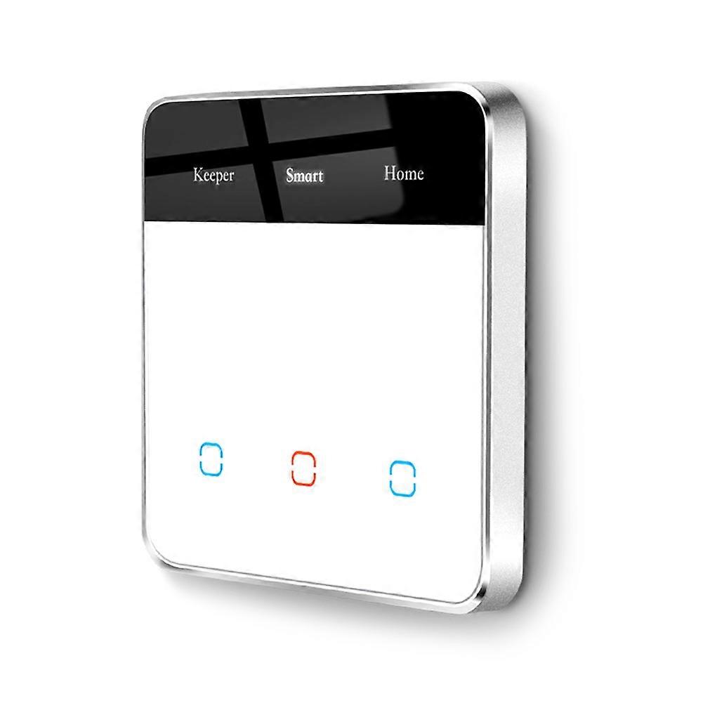 Tuya Smart Home Wlan-glas-touchschalter Mit Beleuchtetem Display, Kompatibel Mit Google Alexa, Dreiwegeschalter, Weiß