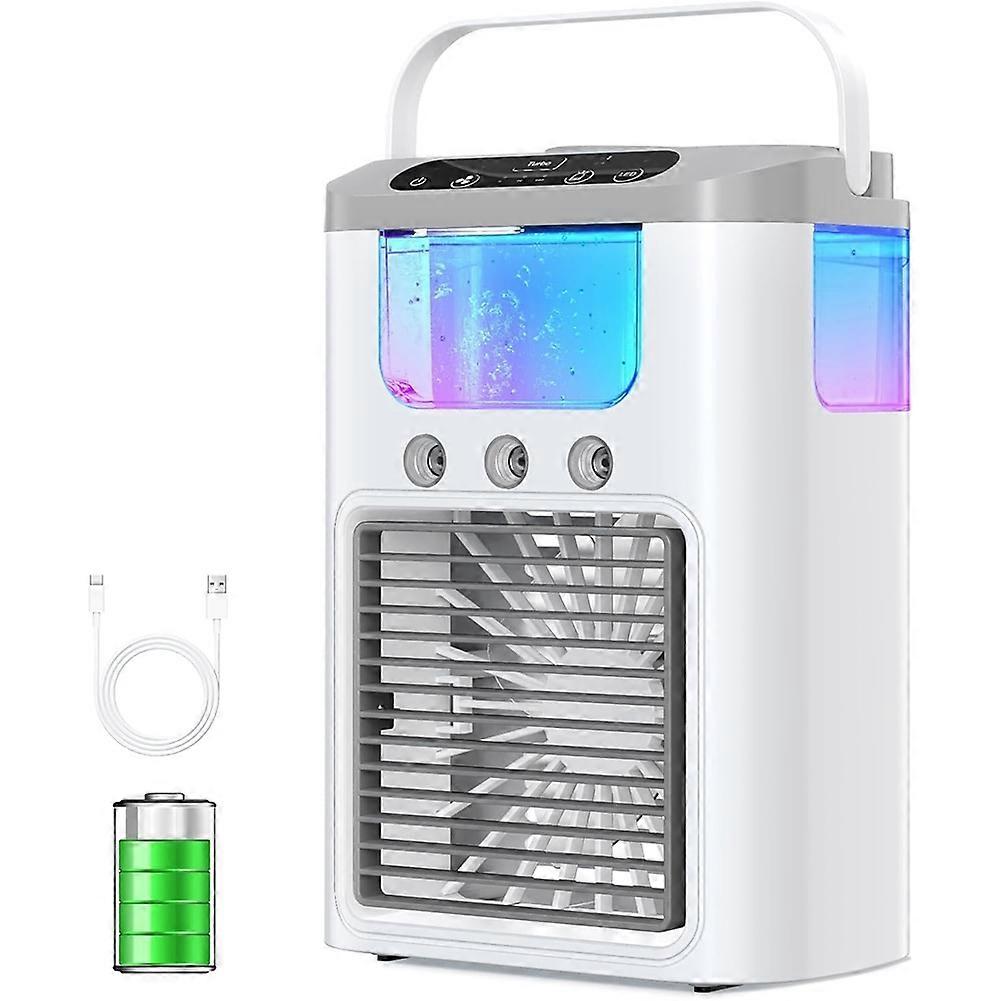 Tragbare Klimaanlage, Tischventilator Mit Verdunstungskühlung, 7-farbige Led-beleuchtung, Leise Mini-klimaanlage/luftbefeuchter Für Zuhause Und Büro