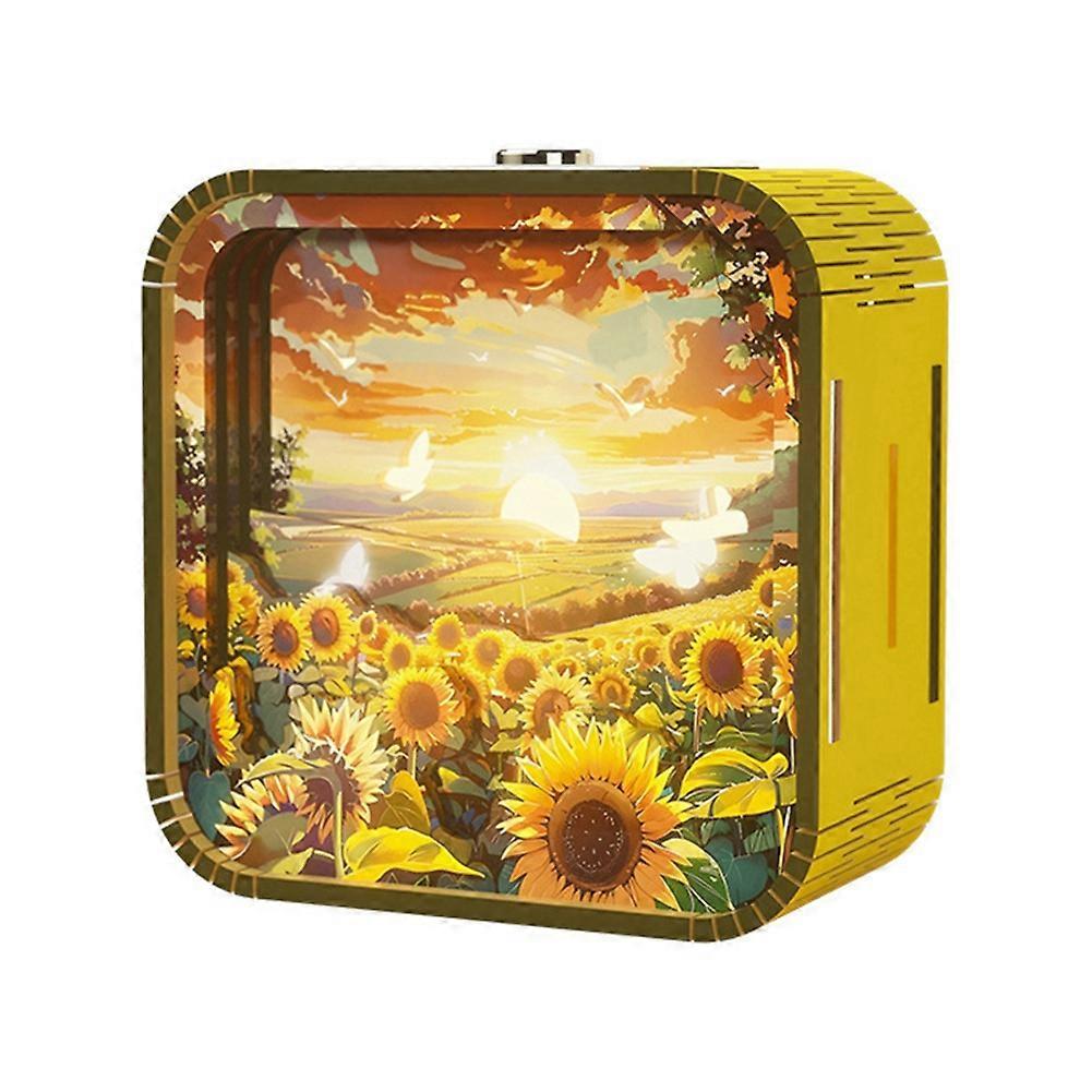 Diy-nachtlicht Aus Holz Mit Touch-funktion, Stereo-stil Und Cartoon-design – Ideal Für Eine Warme Und Einladende Atmosphäre. Perfektes Abschlussgeschenk. Sonnenblume.